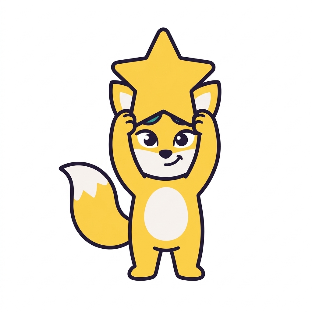 Filou holding up a star