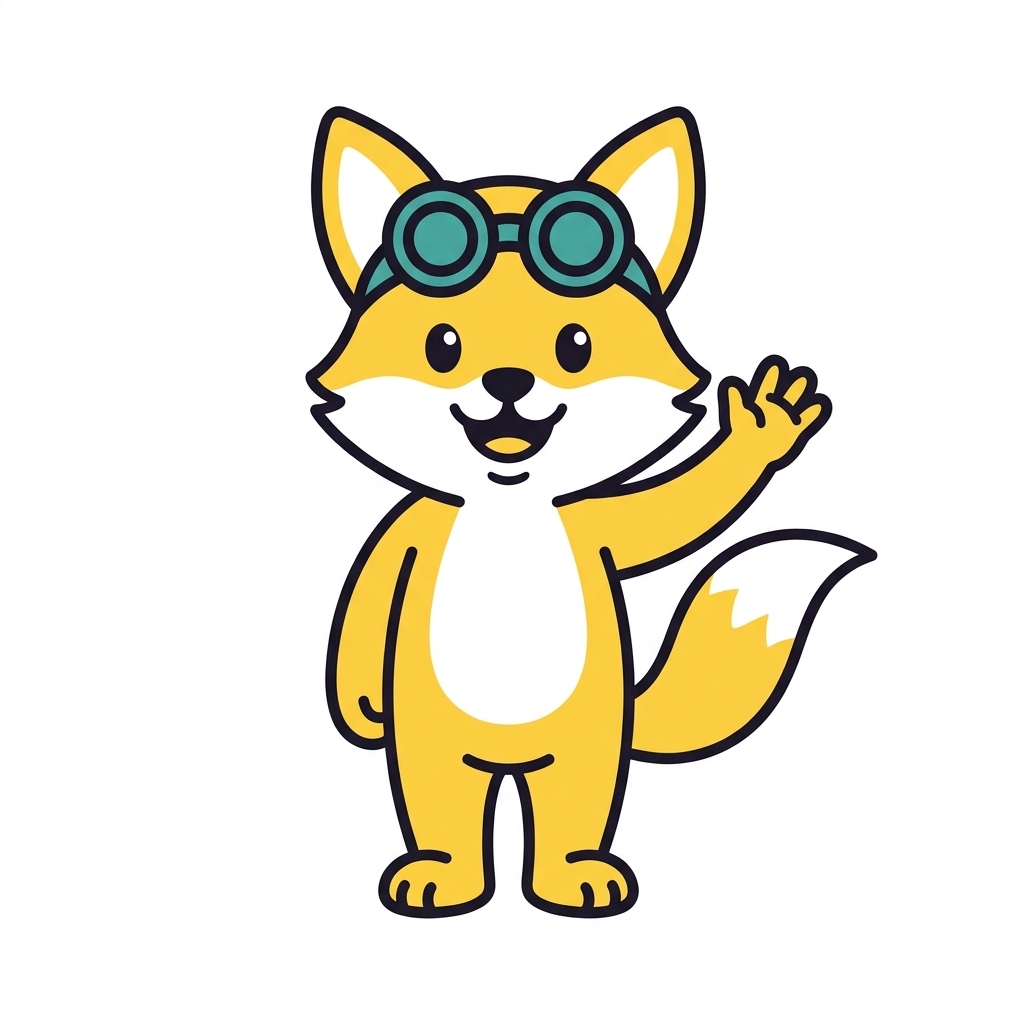 Filou the fox waving hello